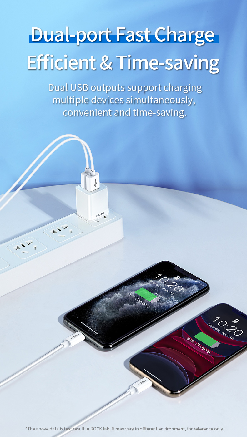 Rock T23 Double Port Travel Charger with Lighting Cable 7